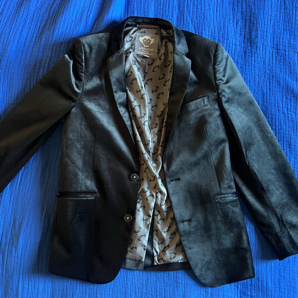 Appaman Black Blazer with Patterned Lining